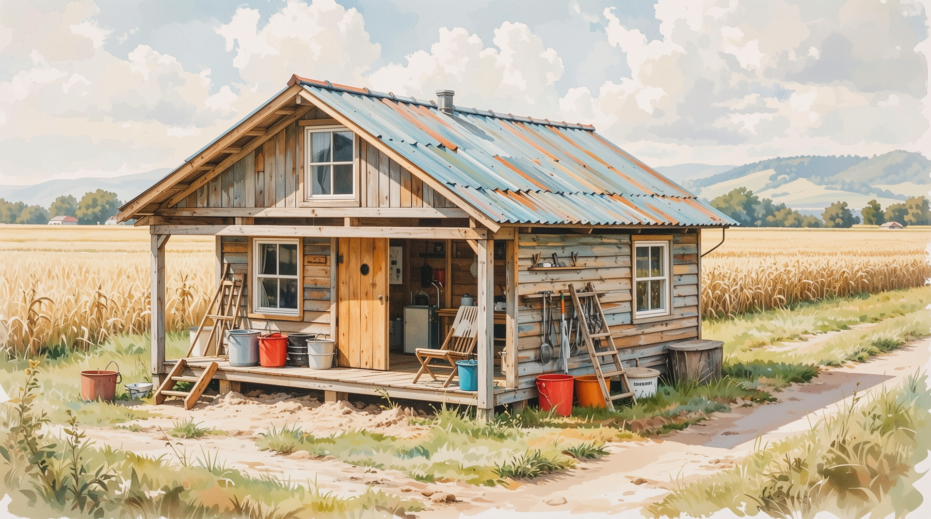 작은 크기 농기구 보관용 농막의 모습