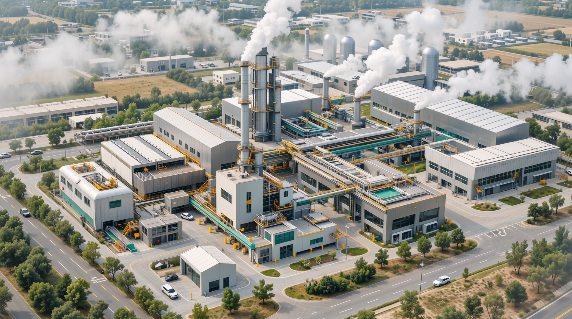 친환경 기술과 스마트 제조 공정을 갖춘 철강 생산 공장 이미지