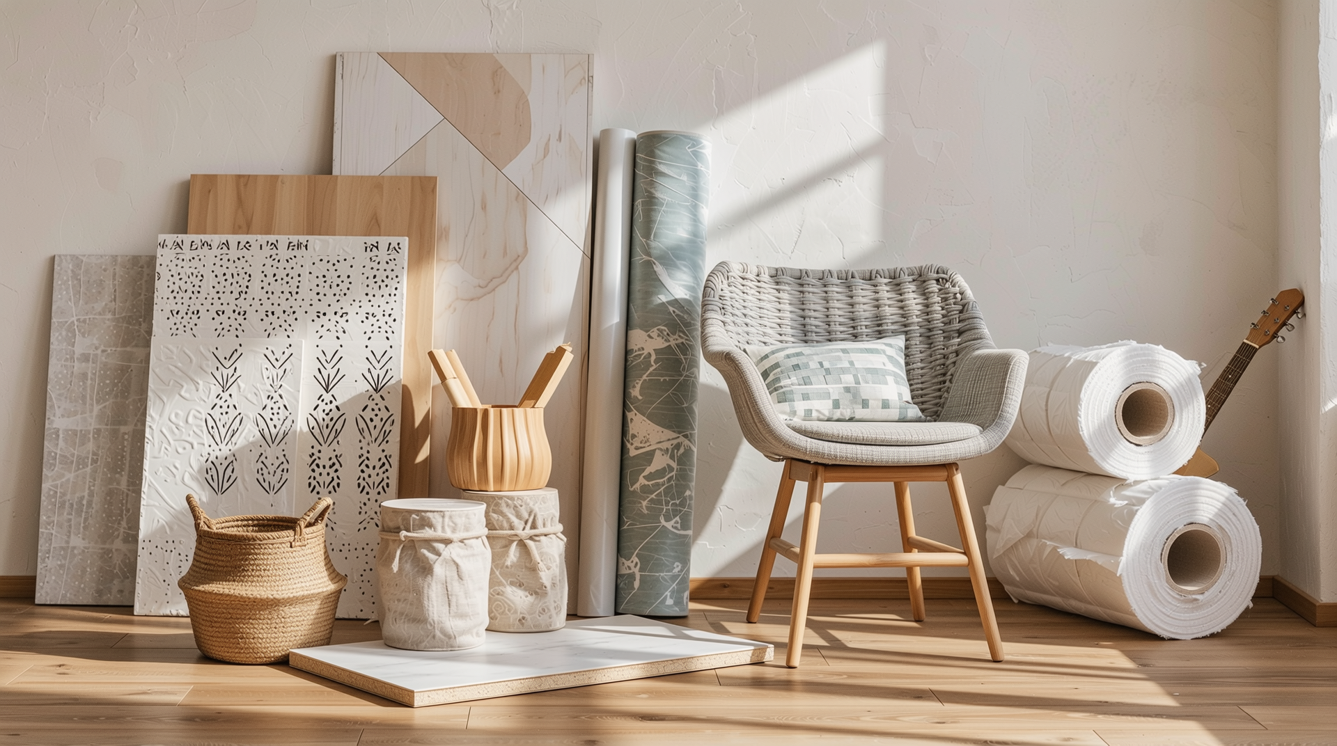 내장재 고성능 단열재와 친환경 벽지 및 바닥재 샘플