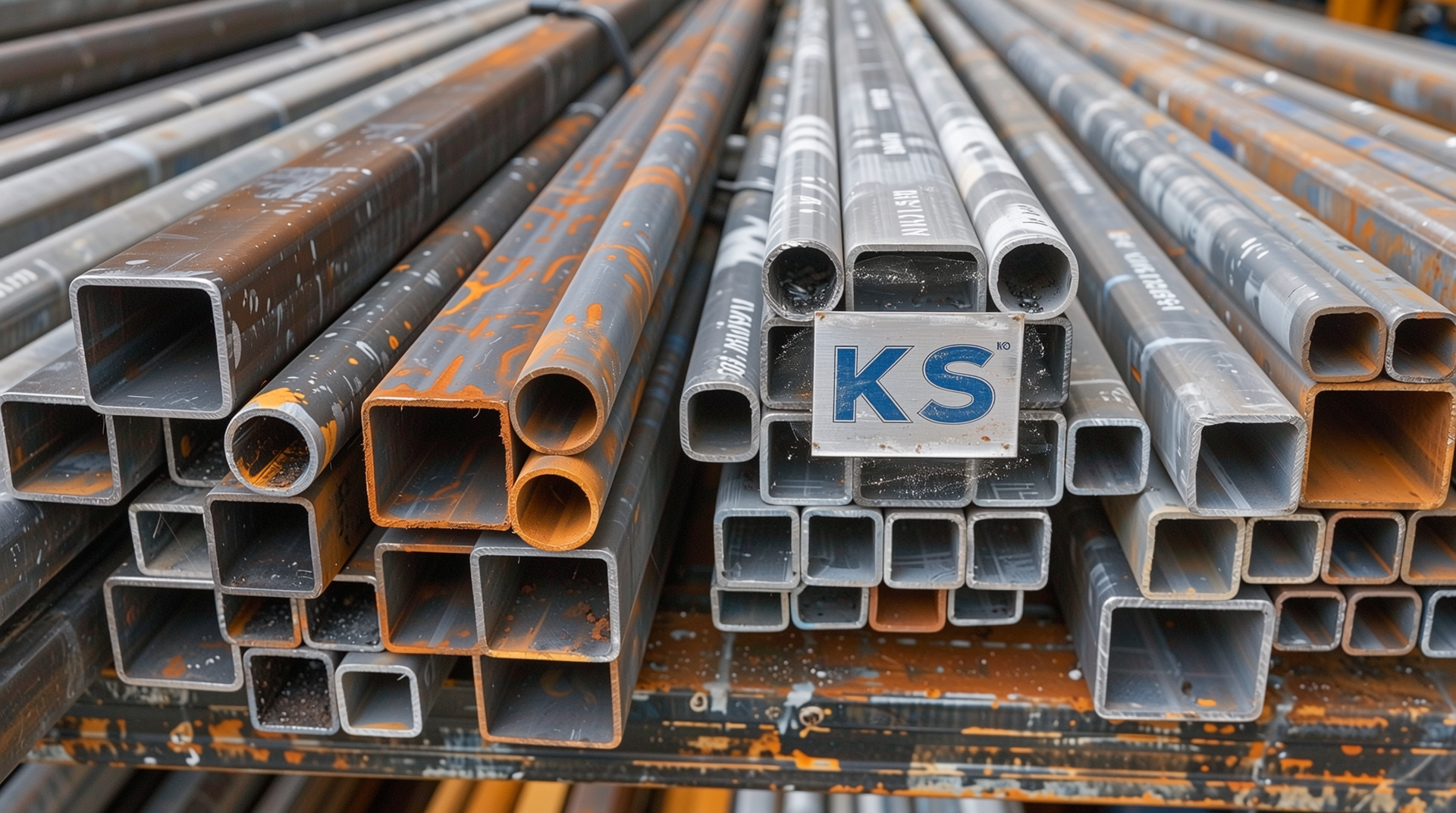 흑각관, 아연각관, 칼라각관의 규격과 KS 인증 마크가 보이는 실사 이미지