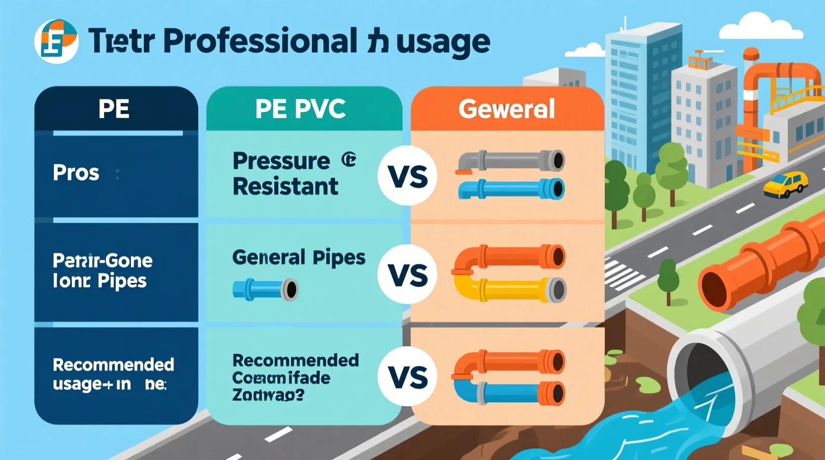 하수관 규격 비교 요약과 장단점 및 추천 용도를 보여주는 인포그래픽