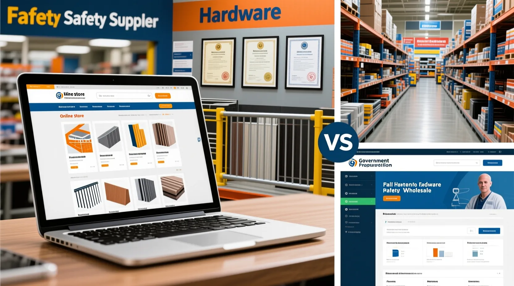 추락방지 난간 자재 구매처 유형별 특징을 비교하는 장면 이미지