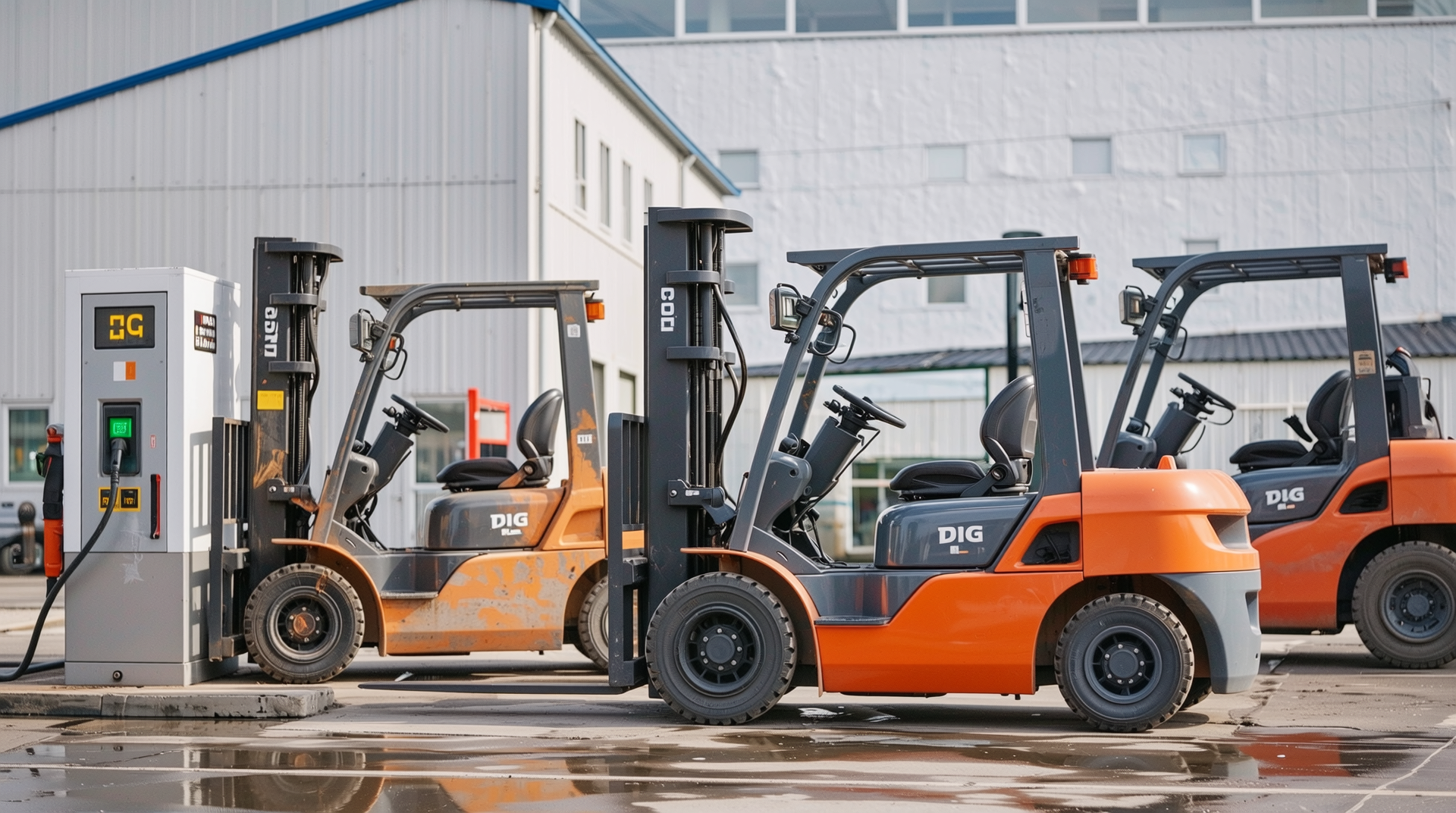중고 지게차 연비 및 연료 효율성을 비교하는 이미지