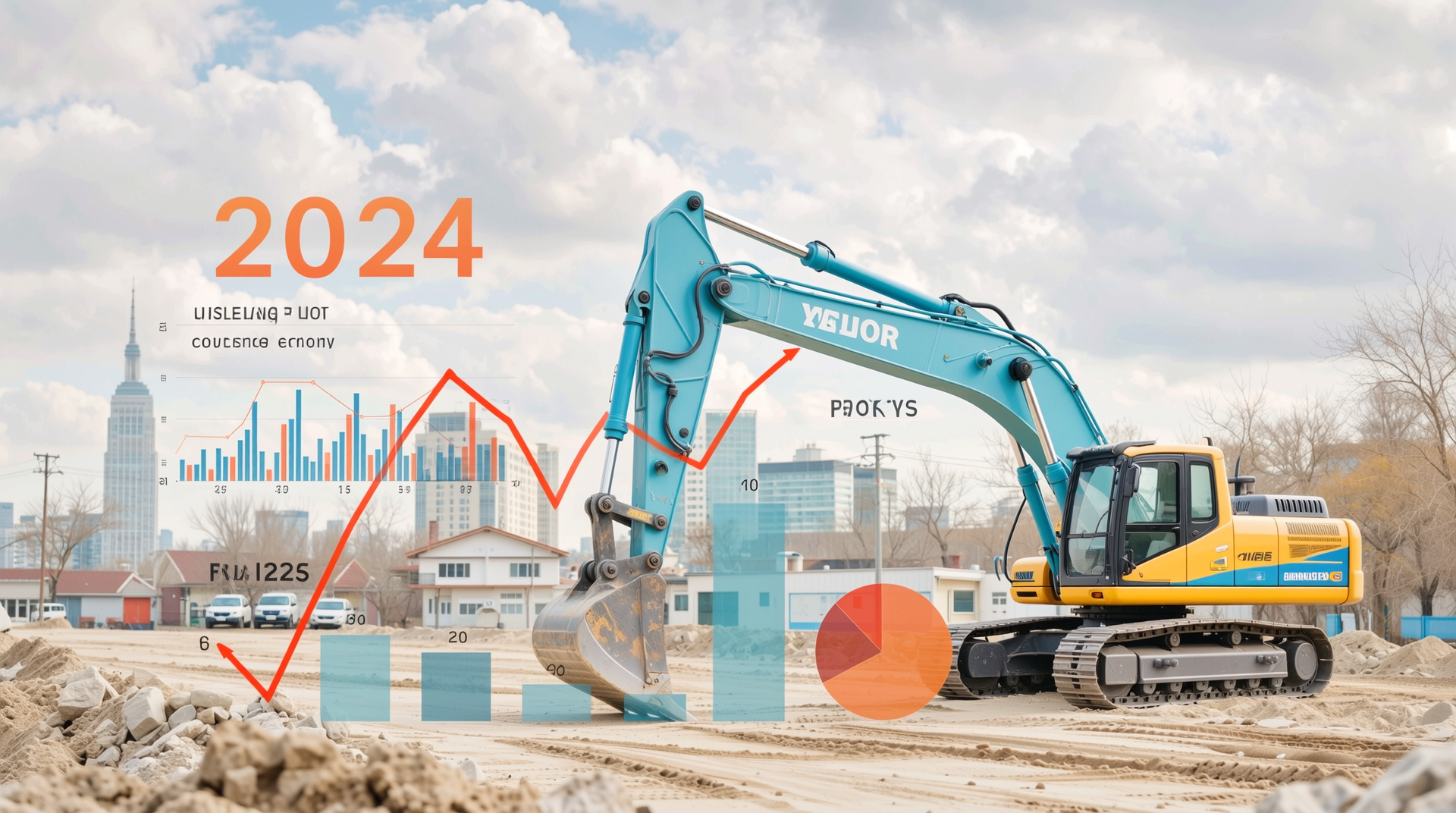 2024년 중고 굴착기 시세 변화와 서울 및 지방 지역 간 가격 차이를 보여주는 경제 데이터 시각화 인포그래픽