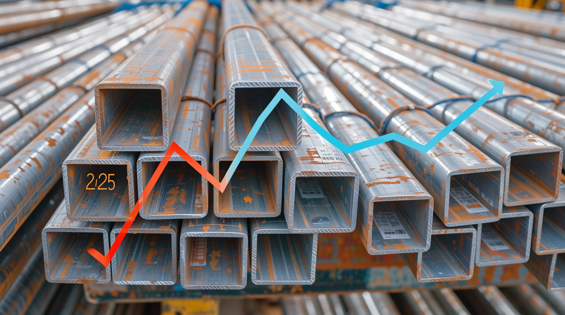 2025년 각파이프 가격 상승 추세와 산업용 자재 이미지