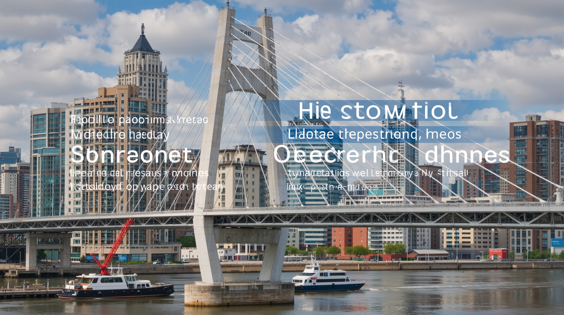 H형강과 C형강의 용도별 최적 활용을 설명하는 고층 건물과 교량, 경량 인테리어 구조물 이미지