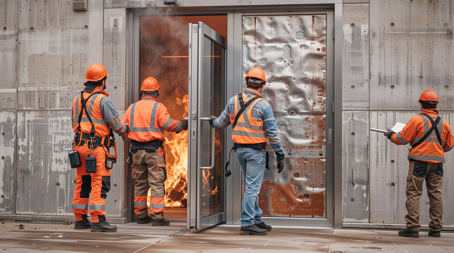 안전한 건축을 위한 방화문 시공 모습