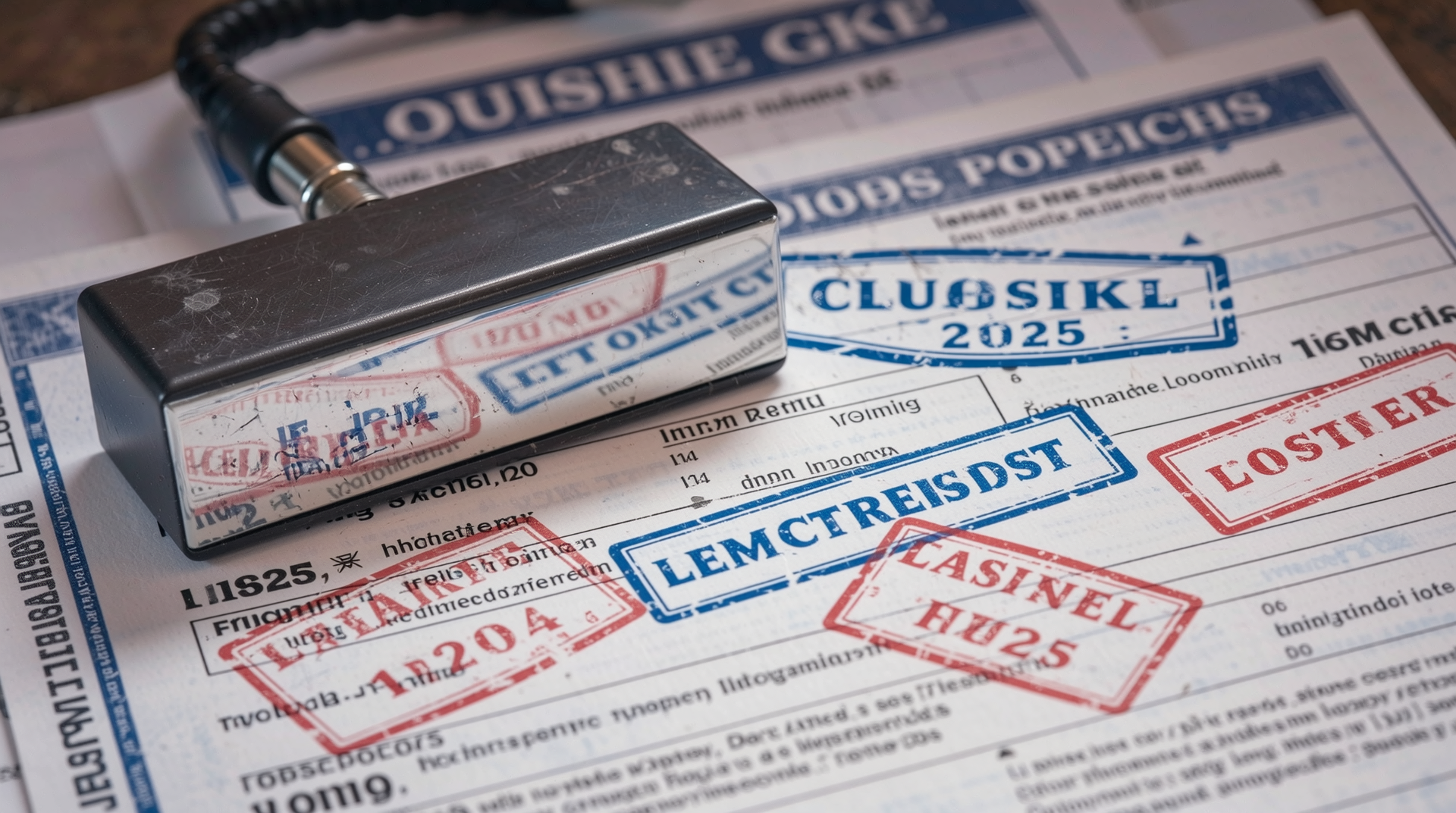 2025년 강화된 원산지 검증과 통관 절차를 묘사한 복잡한 수입 통관 업무 이미지