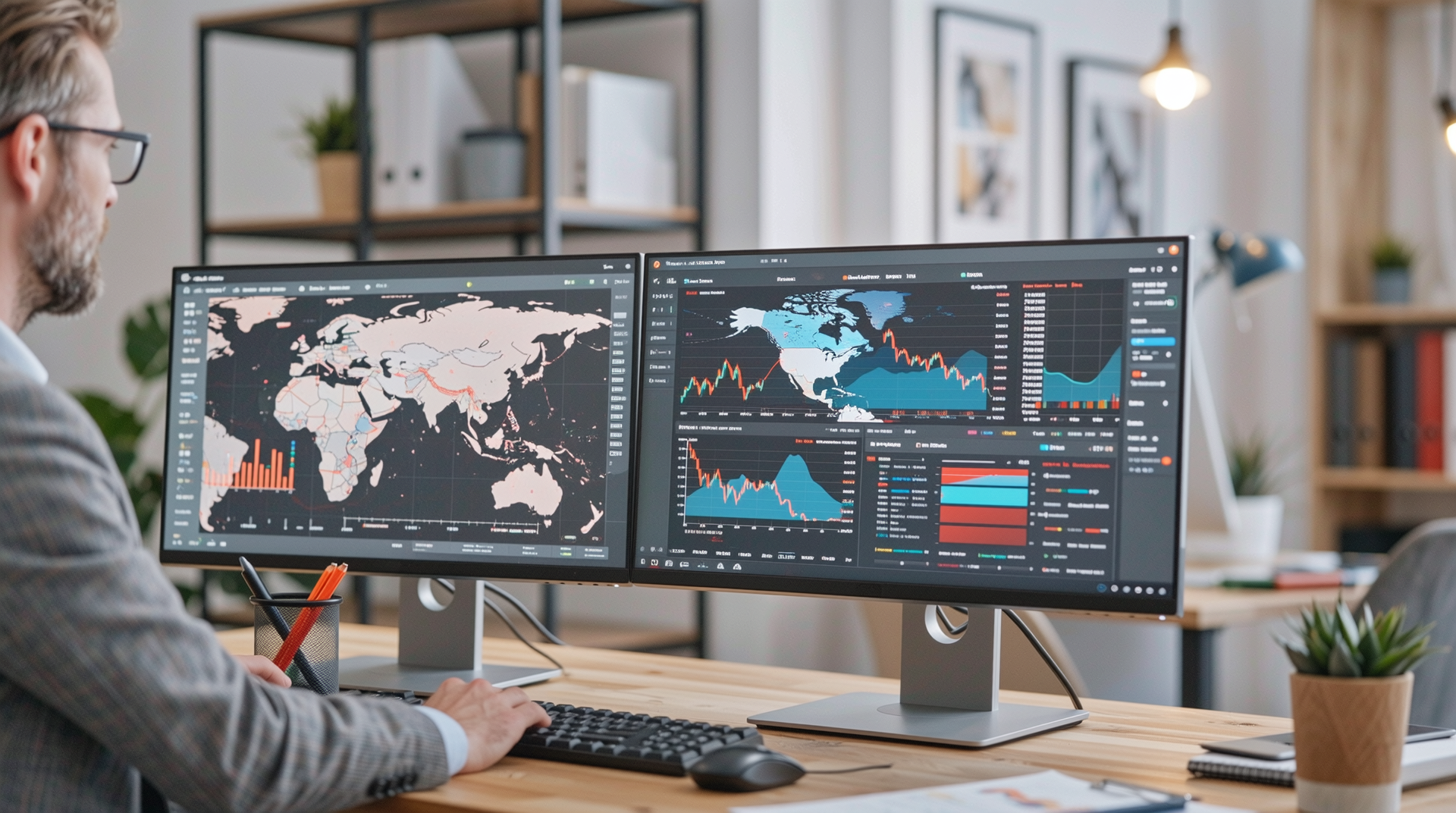 철근 시장 변동성과 공급 다변화를 반영한 구매 전략 분석을 하는 현대적인 사무실의 전문가 모습