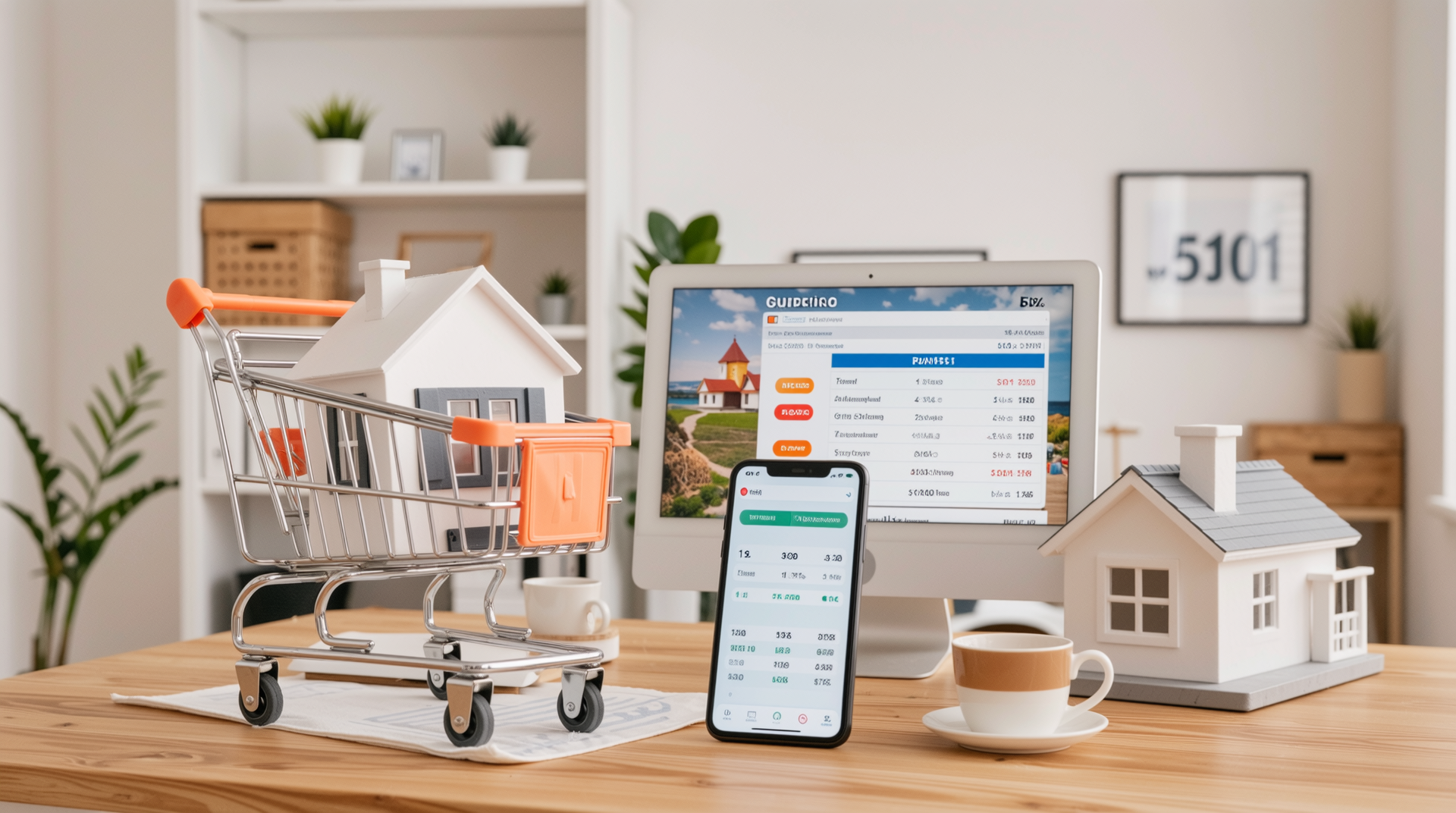 온라인 비교견적과 공동 구매, 부분 교체를 강조한 예산 절감 전략을 표현한 이미지