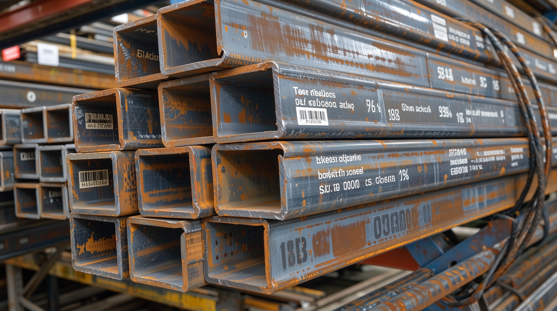 C형강 규격과 품질 인증을 보여주는 철강 제품