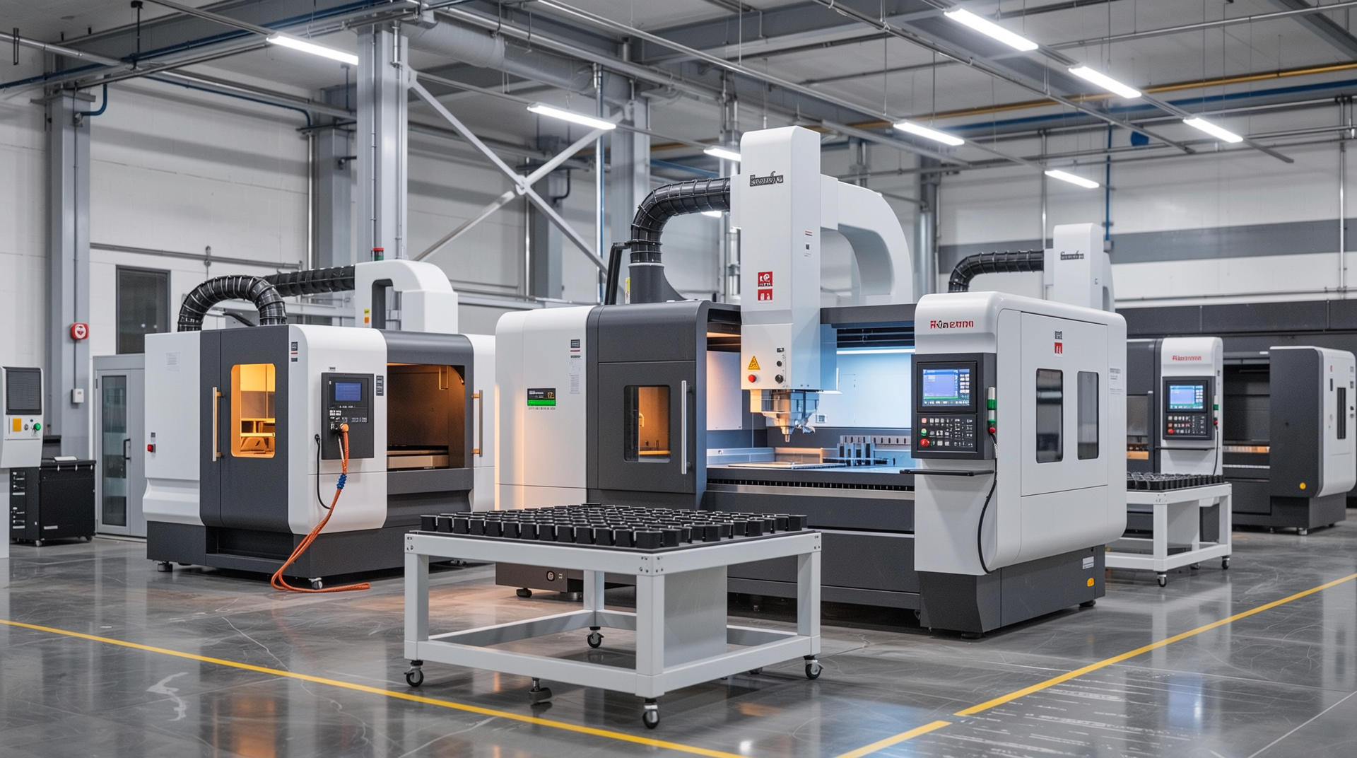 2025년 최신 자동화 레이저 절단 장비가 있는 공장 내부 모습