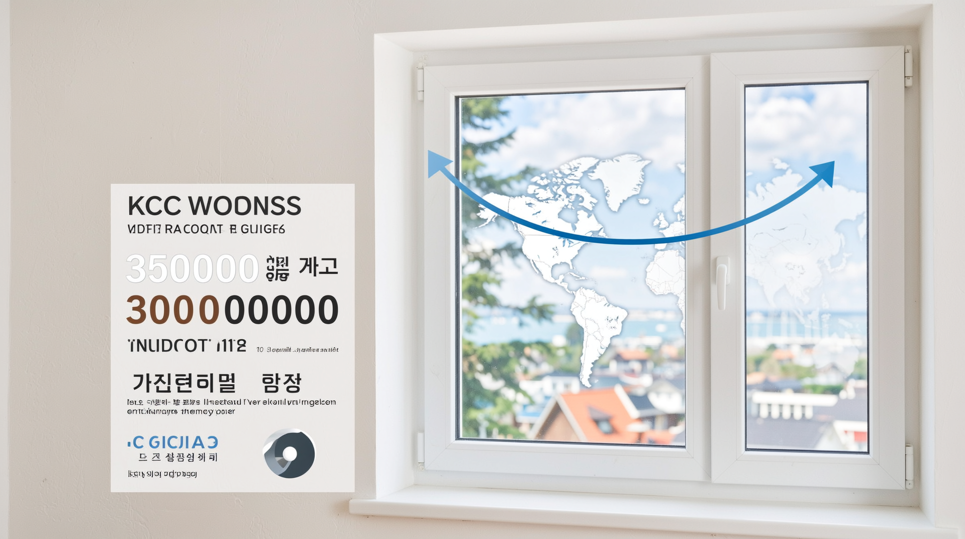 KCC 창호 브랜드 특징과 가격대, 단열 성능, 전국 시공망을 시각화한 이미지