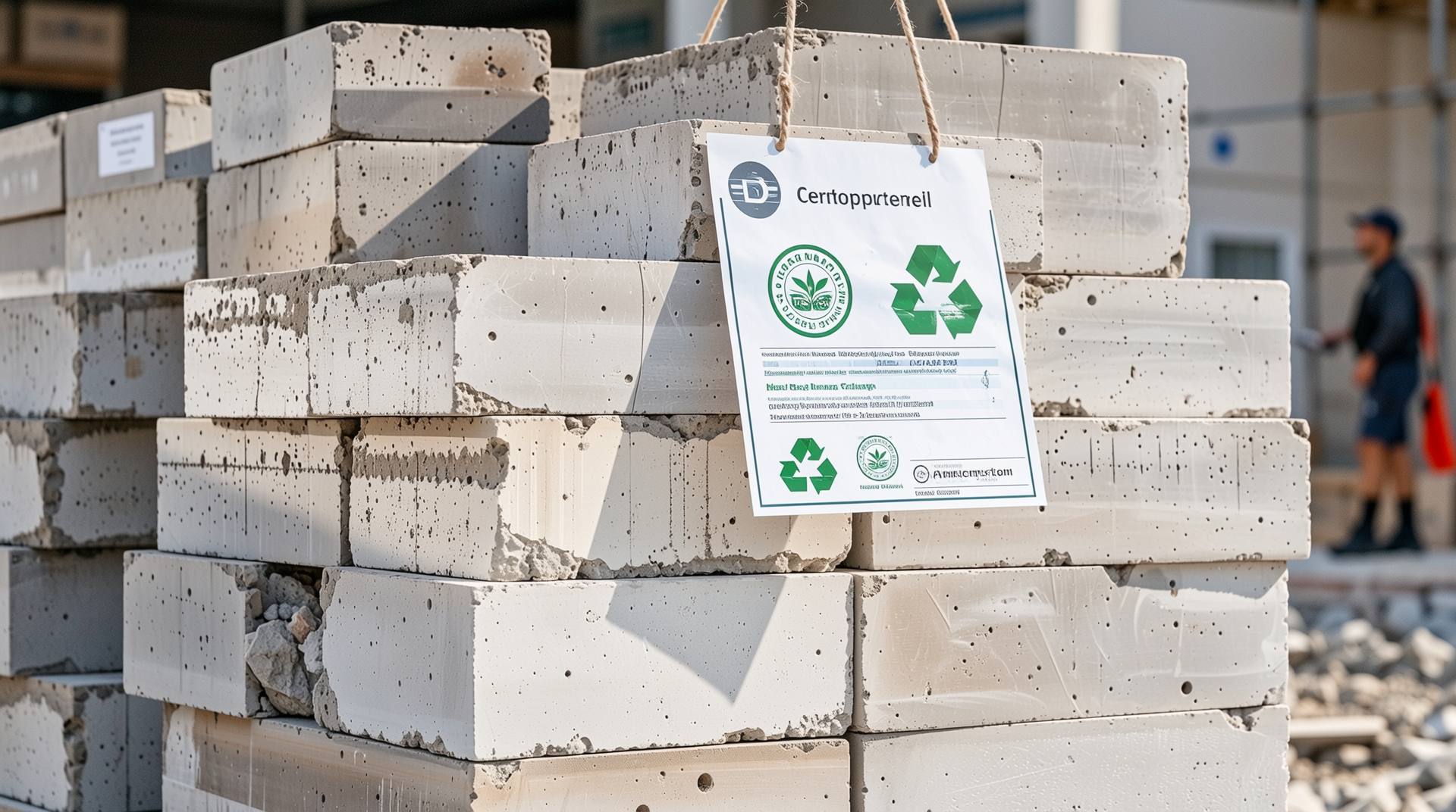 친환경 및 인증된 콘크리트 블록이 설치된 건설 현장 이미지