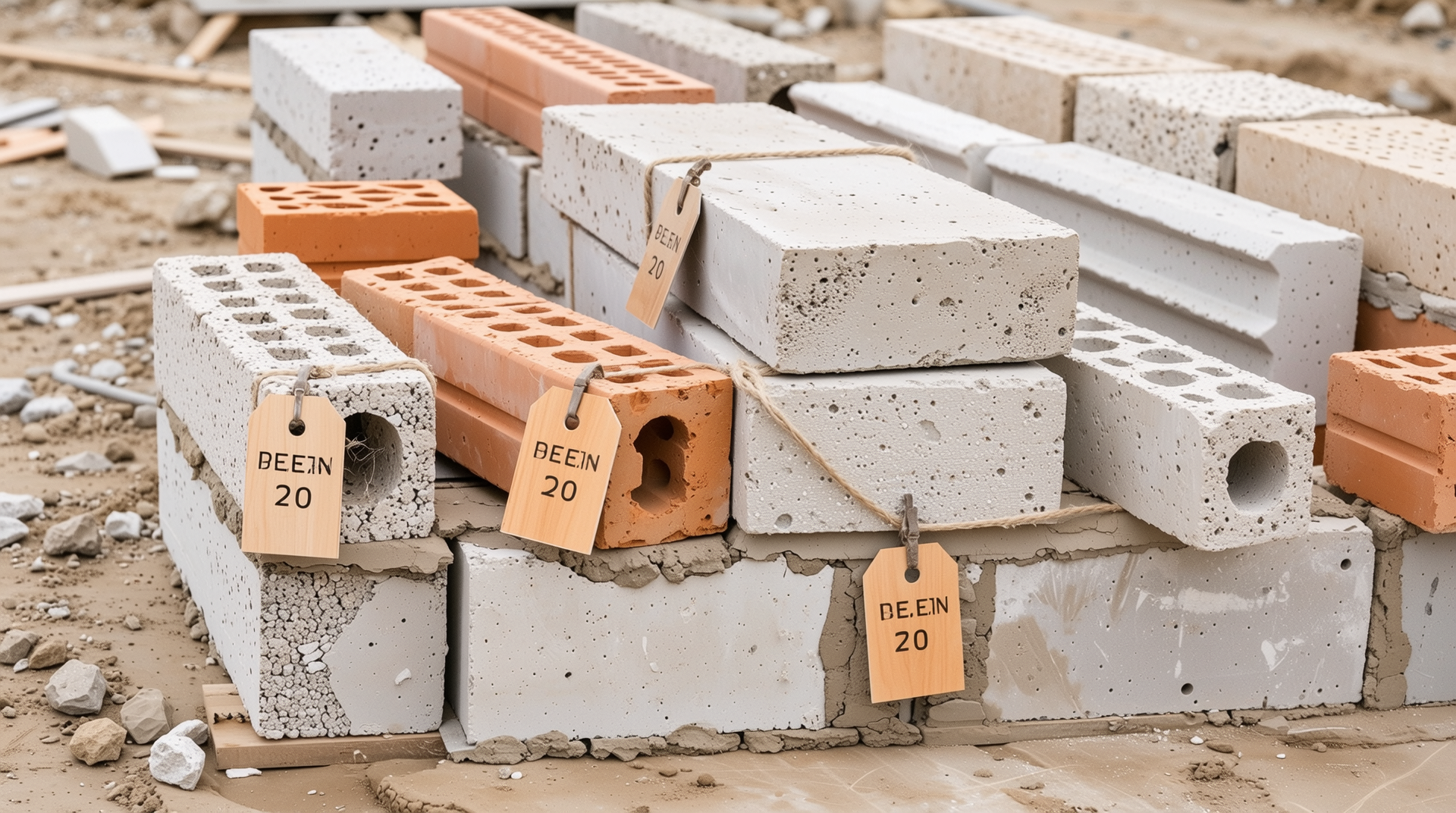 건축 현장에서 다양한 블록 종류별 특징과 가격 정보를 나타낸 이미지