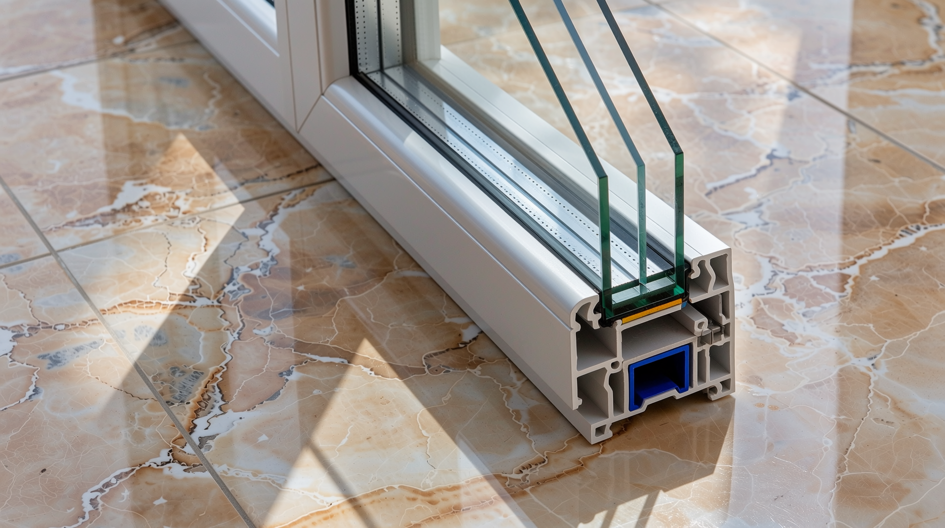 최신 폴리아미드 단열기술이 적용된 현대식 알루미늄 창호의 클로즈업 사진