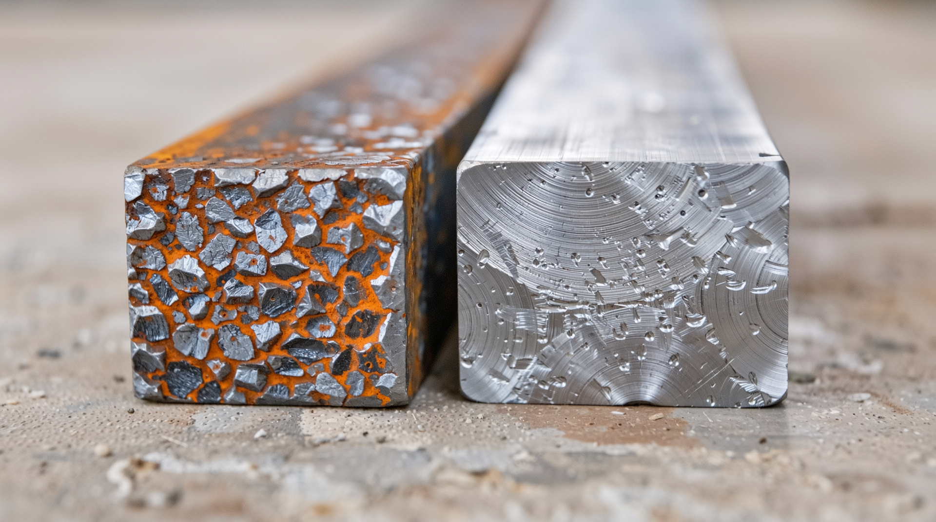 열연강판과 냉연강판의 두께 및 표면 상태 차이 비교 이미지