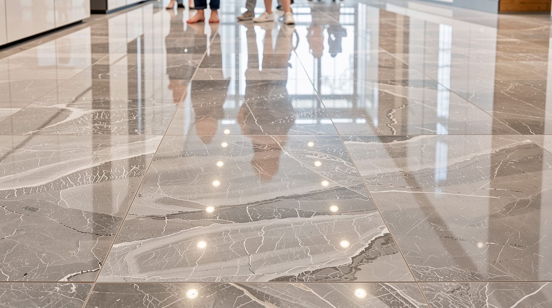 미끄럼 저항 지수가 안전성에 미치는 영향을 나타내는 바닥과 사람들