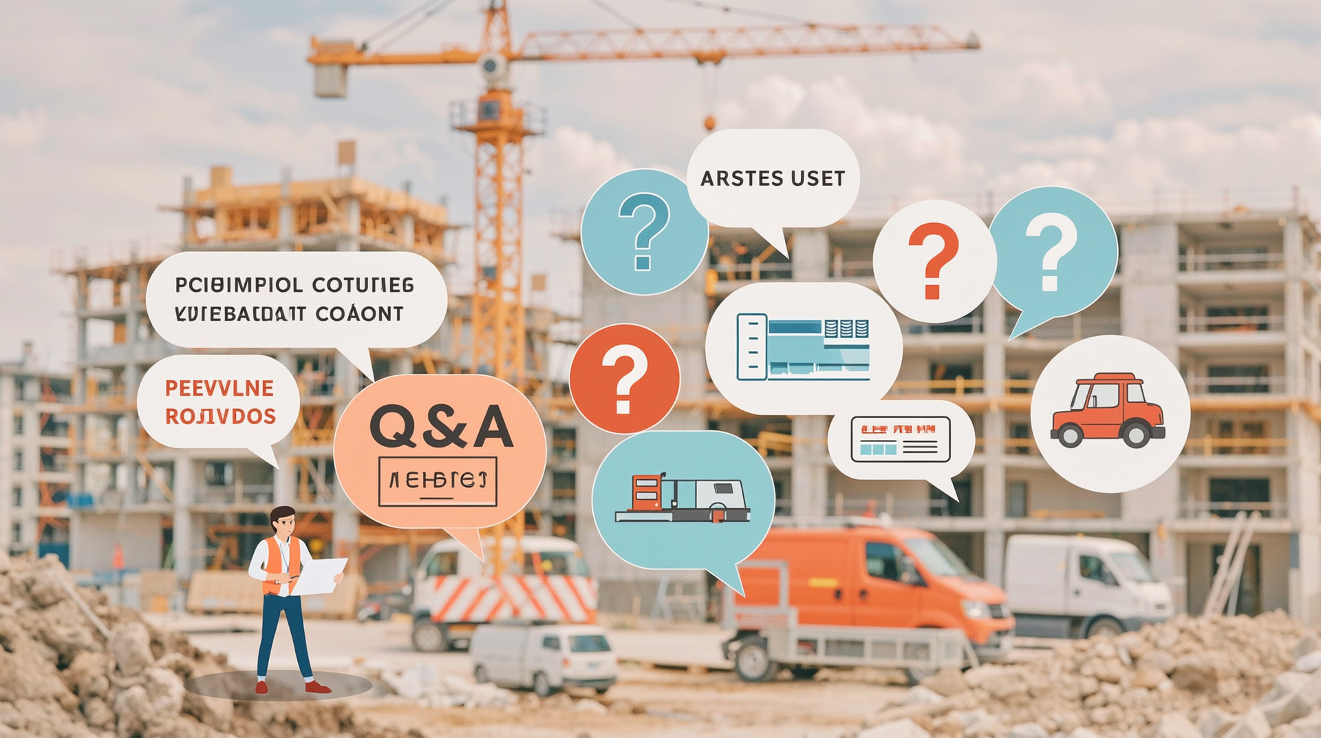 2025년 건설기계 렌탈비 관련 자주 묻는 질문과 해결책을 보여주는 이미지