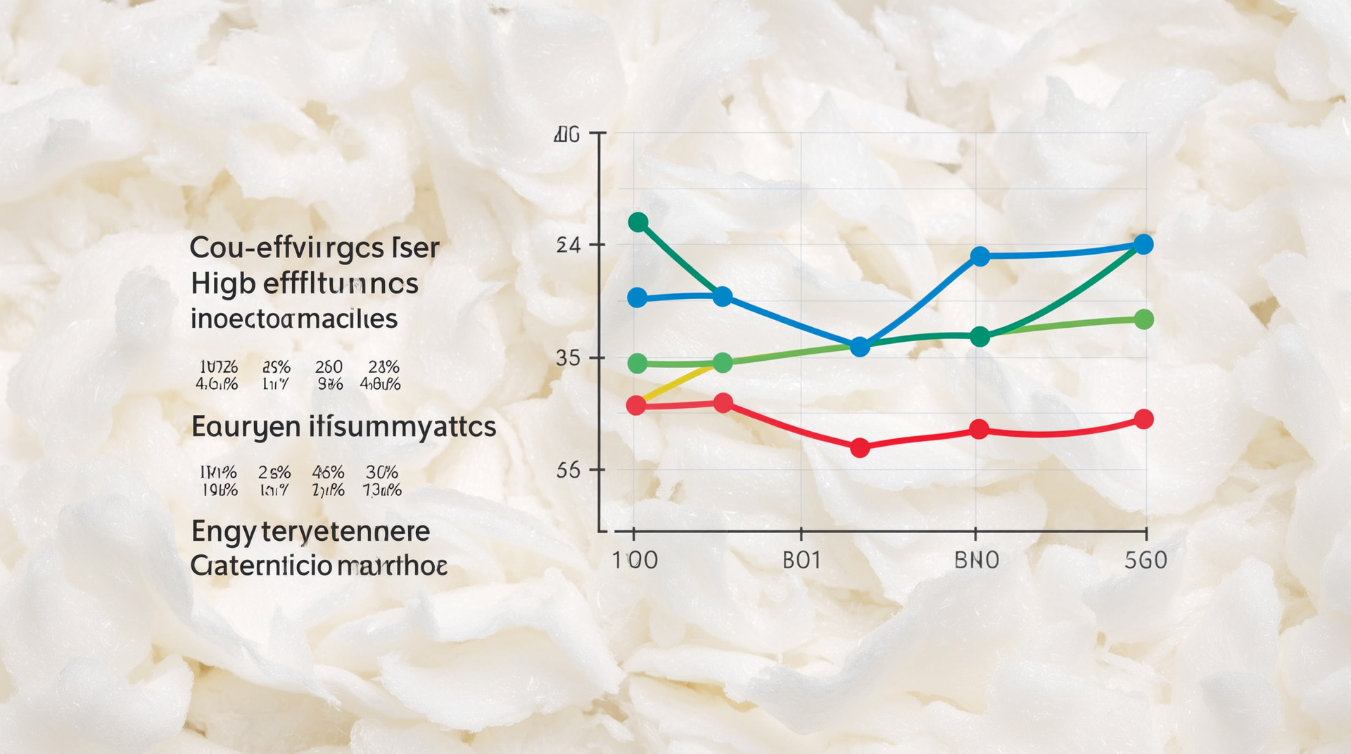 고효율 단열재와 친환경 단열재의 가격 대비 단열 성능과 에너지 절감 효과를 비교하는 시각적 차트 이미지