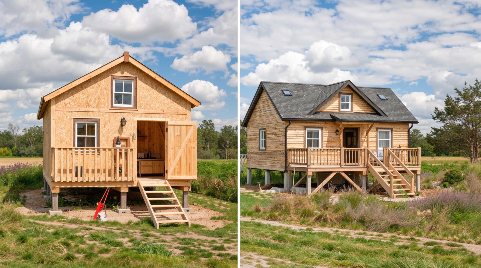 조립식 농막과 일반 농막의 건축 방식과 특징 비교 이미지