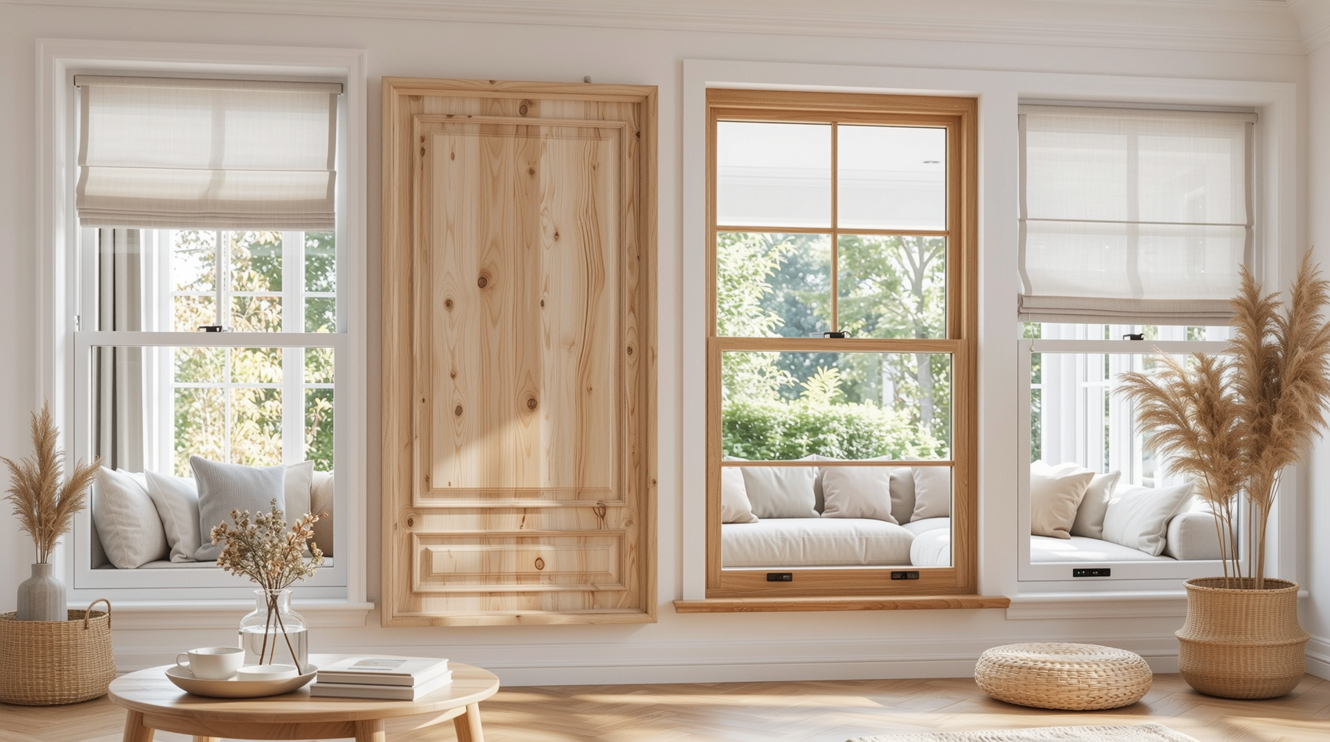 모던, 클래식, 내추럴, 하이테크 스타일 창호가 나란히 설치된 모습