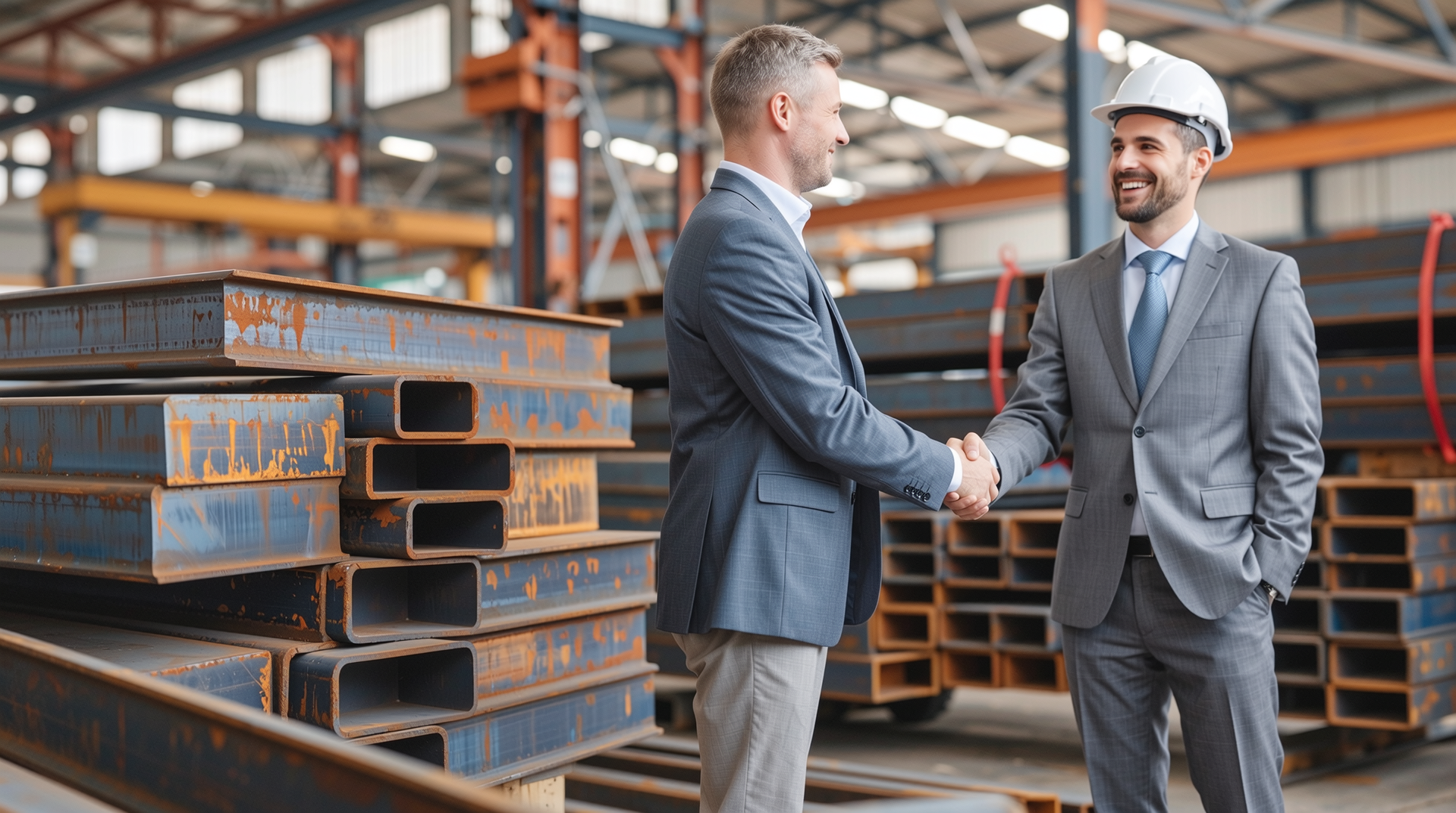 제조사별 신뢰도 평가와 고객 만족도를 나타내는 구매자와 제조사 담당자 간의 신뢰 형성 장면