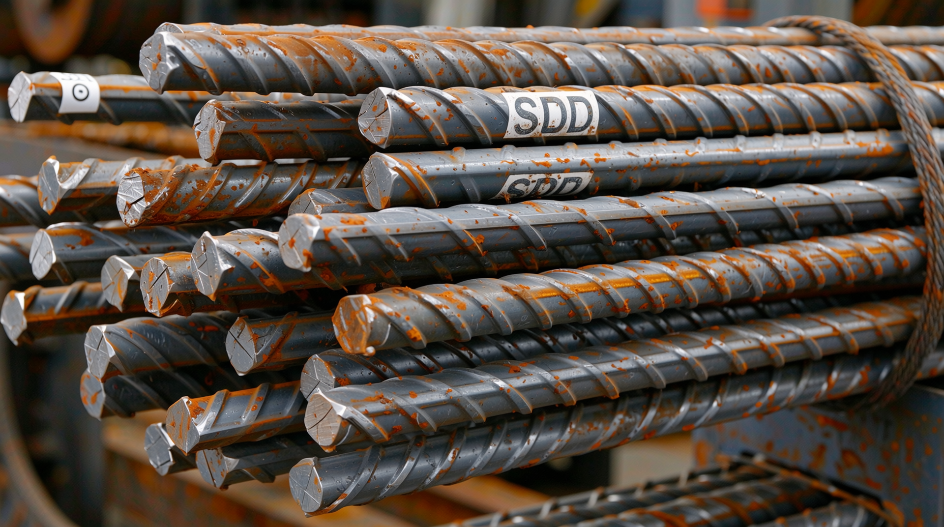 표준 규격을 가진 건축용 철근의 생산 공정 모습