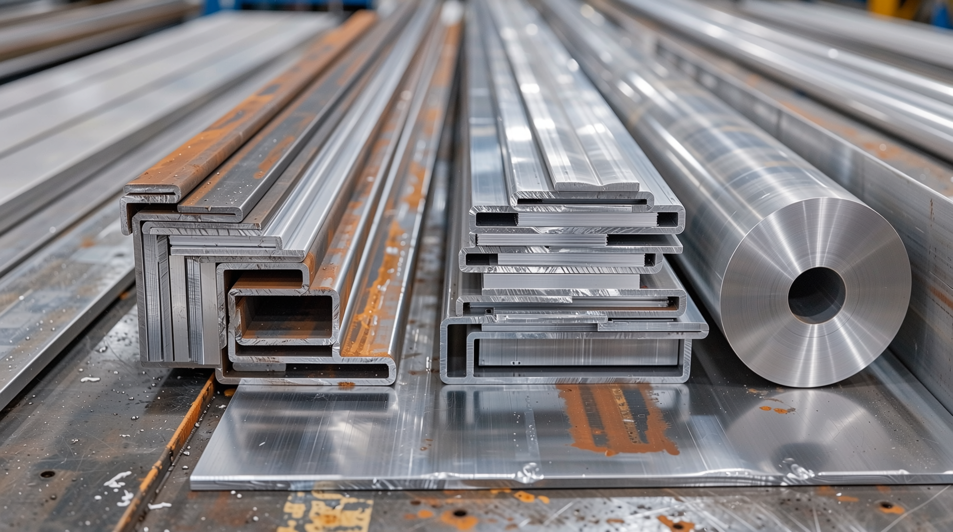 SS400, 알루미늄, 스테인리스 금속판을 비교하는 이미지